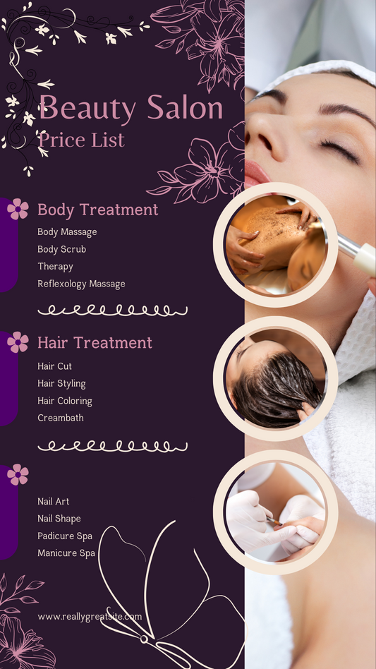 Beauty salon price list (purple colored)